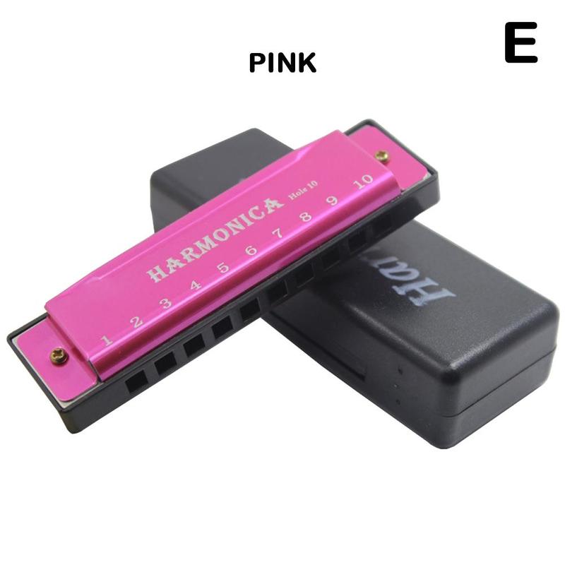 Armónica con núcleo de cobre de aleación de titanio para estudiantes, armónica con agujero en C, ideal para principiantes en Navidad, con 10 cajas, diámetro de almacenamiento de , 1 unidad, P7O8: pink
