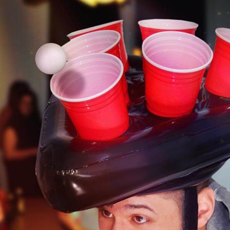 Uppblåsbara beer pong hattar hatt ringar spel kul gräsmatta lek leksaker kastring vuxen barn hylsa verktyg jul halloween rekvisita