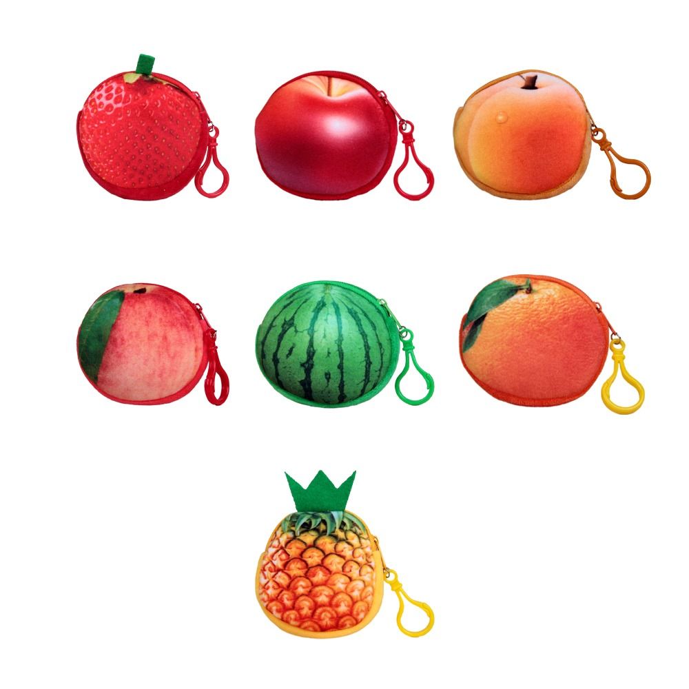 Mini Watermelon Fruit Coin Purse Peach Huangtao Strawberry Card Holder Strawberry Orange Plush Wallet Outdoor