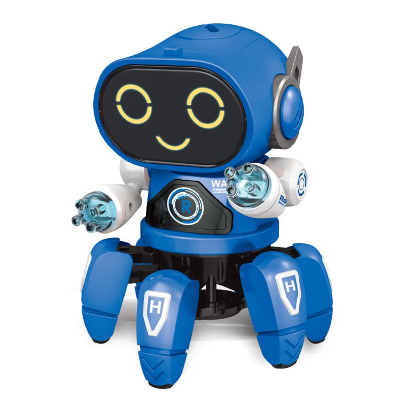 Electronic Intelligent Six Claws Robot Dancing Colorful Flashing Lights Kids Toy GXMB: Blue