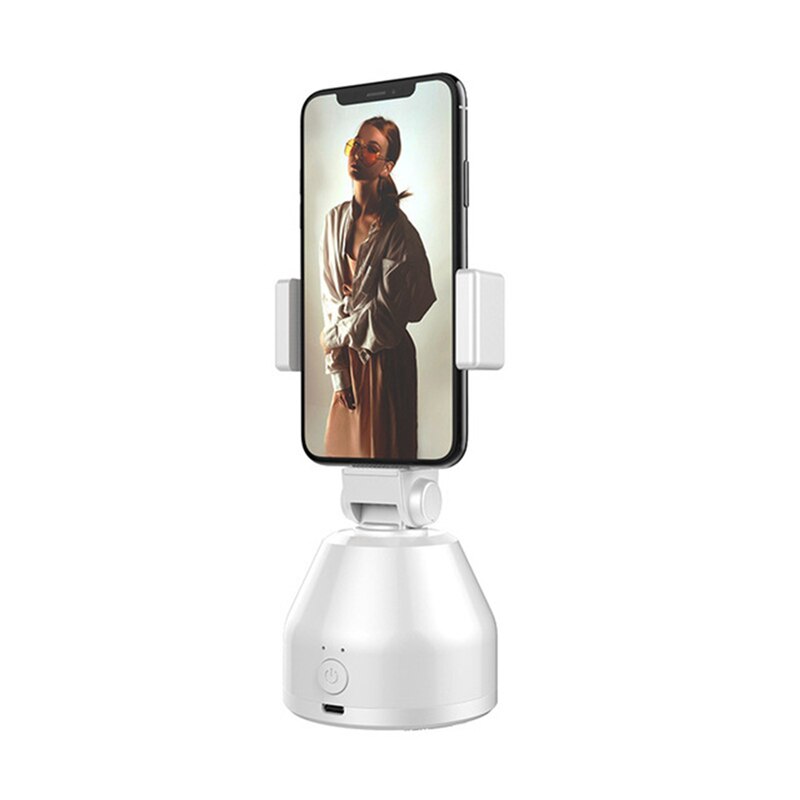 Phone Smart Gimbal Holder AI Intelligent Capture 360° Rotation Face Recognition Object Tracking Camera Artifact: White