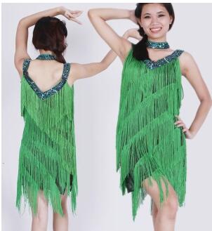 Sexy V-Neck Women's Flapper Dress 1920s Tassel Cocktail Fringe Dress party costumes: green