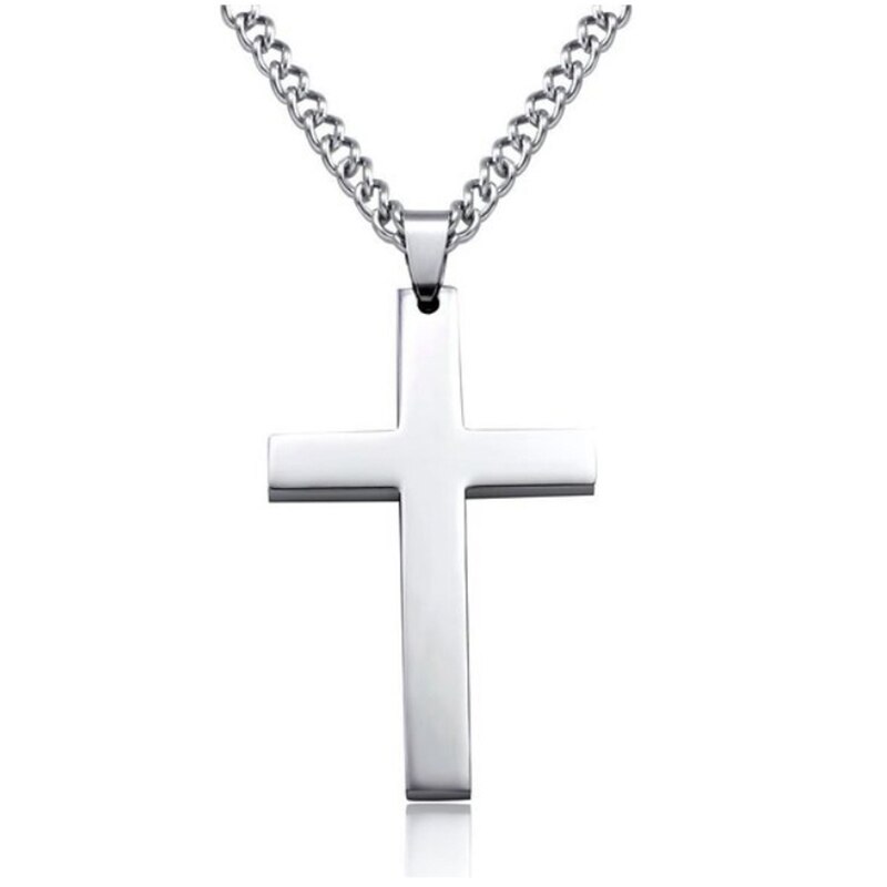 Men Inverted Cross Pendant Necklace Stainless Steel Chain Link Necklaces Jewelry AIC88
