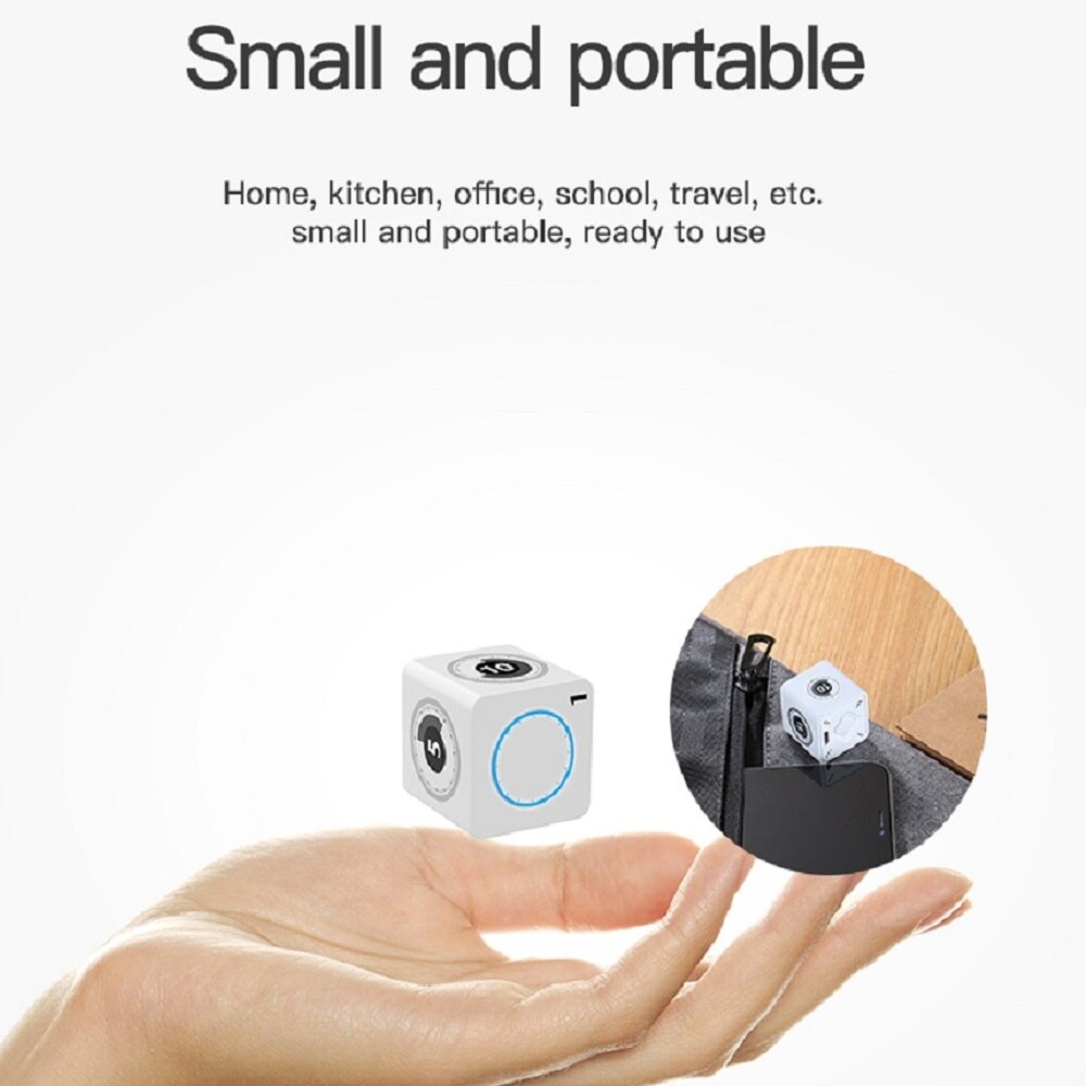 LLANO MINI Gadget USB Timer Small Square Digital Led Alarm Clock Digital Desktop Kitchen Desk Tool Working/Meeting/Sport/Timming