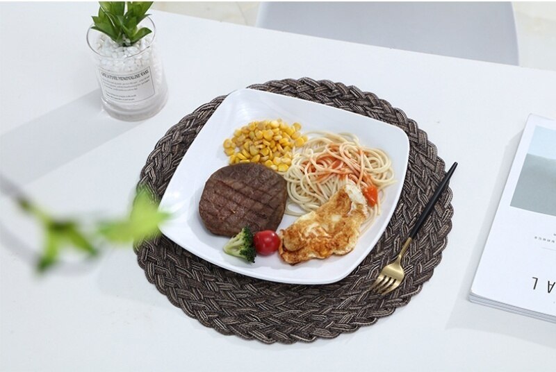 Dining Table Insulation Pad Round Placemat Home Multi-function Table Pad Weaving Western Placemat