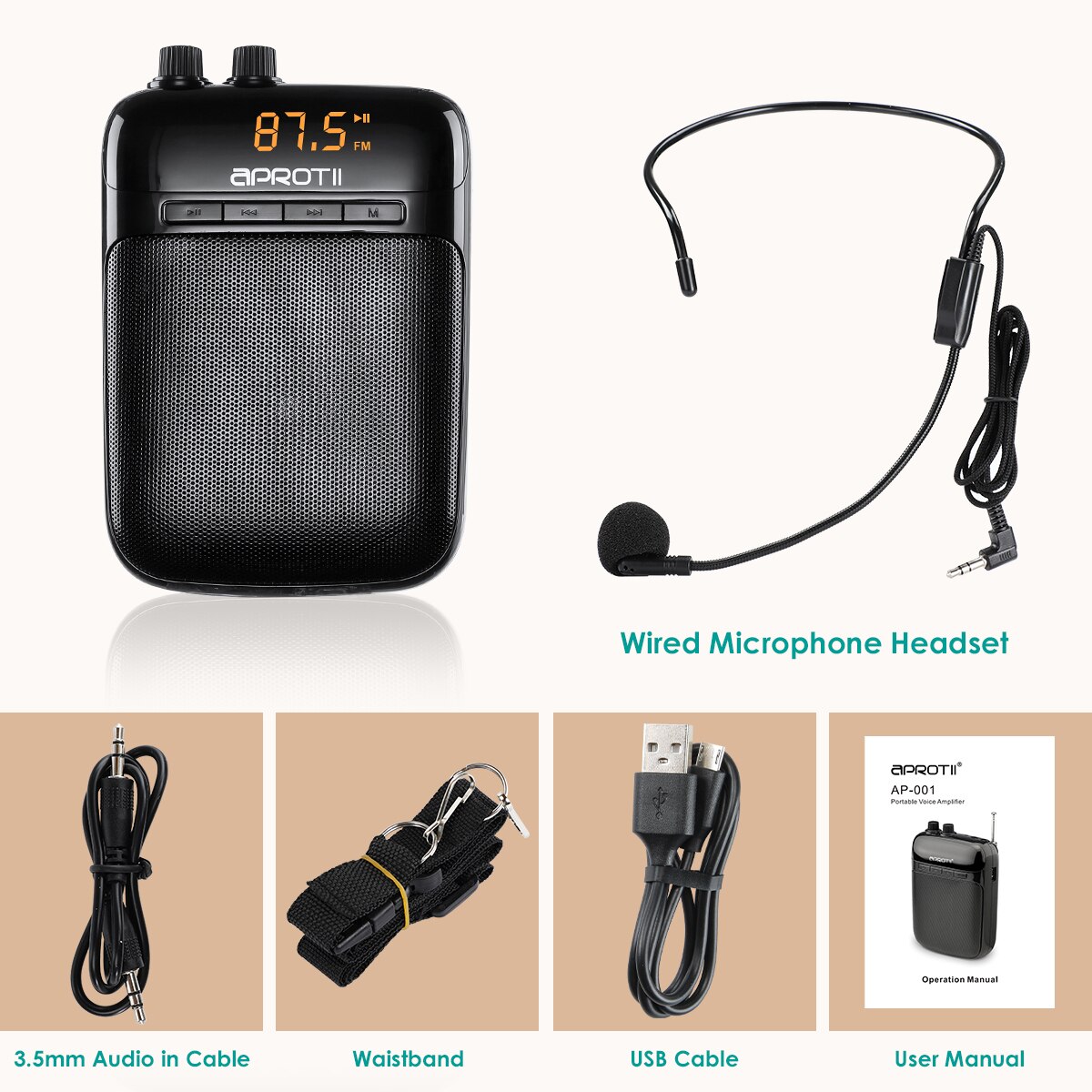 12w stemmeforstærker bærbar mini med lydforstærkende kabelført mikrofon til klasselokale og udendørs lærer tour guide