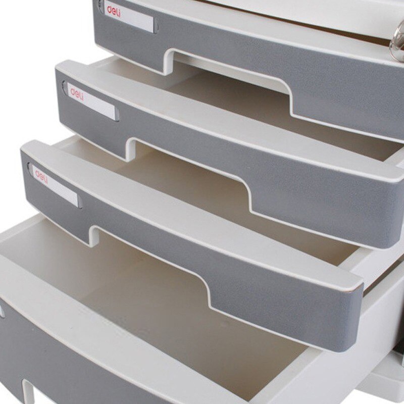 CN Deli 8854 File Cabinet with Lock Four-Layer Plastic File Cabinet Desktop Drawer Cabinet Storage Cabinet