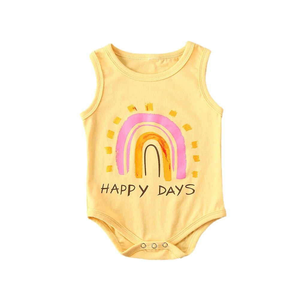 Combinaisons pour bébés filles garçons | Vêtements en coton et sans manches avec lettres imprimées, 0-18M: A / 12M
