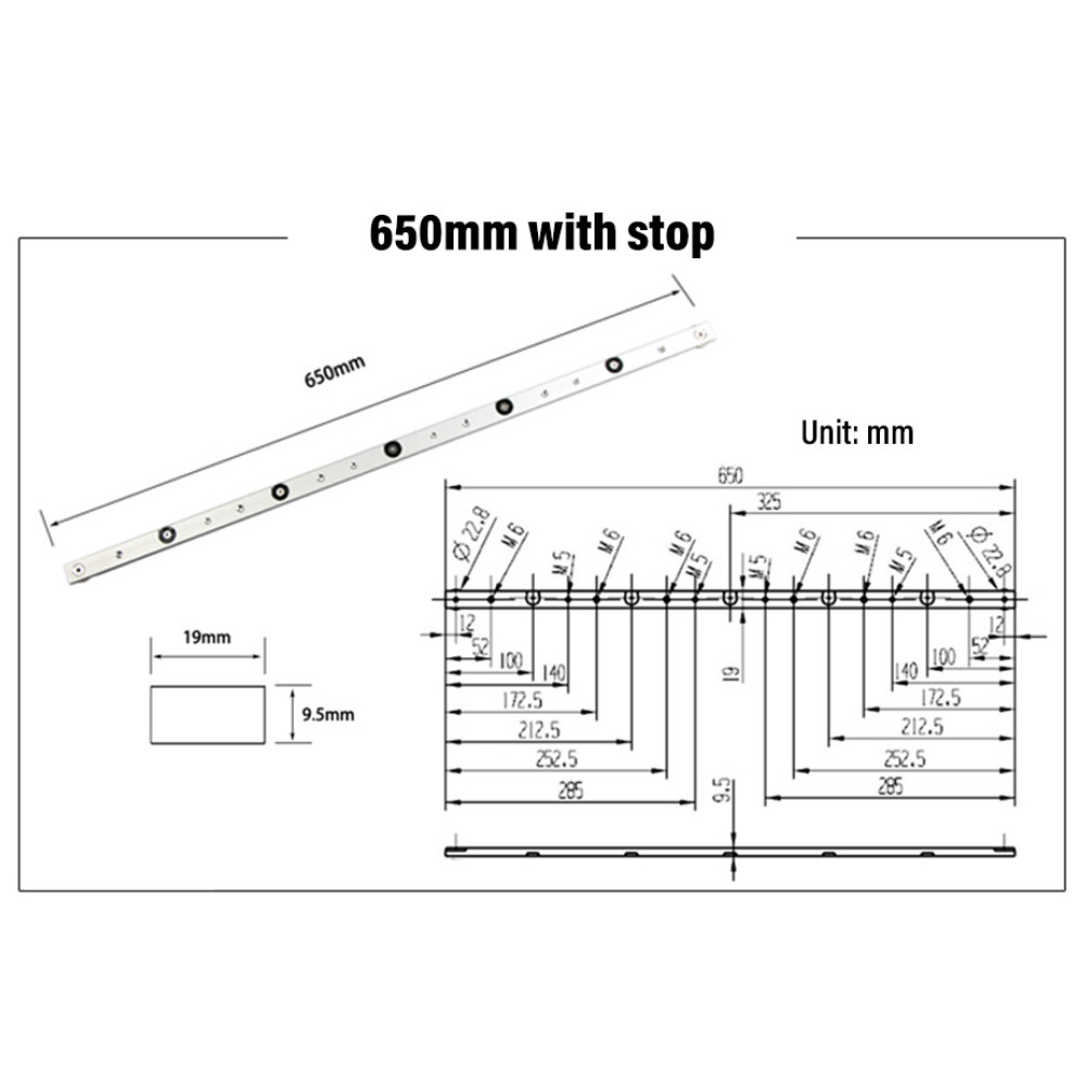 Woodworking Tools Miter Bar Slider Slab T-track Aluminium Alloy Slot Miter Track For Router Table Saw Miter Carpenter DIY: 650mm with stop ring