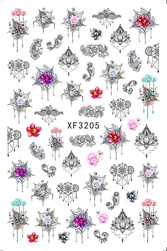 DIY Chinesische Neue Jahr Nagel Aufkleber Selbst Klebe Japanischen Decals Tipps Leopard Frühling Lavendel Nagel Kunst Blume Aufkleber Für NäGel: XF3205
