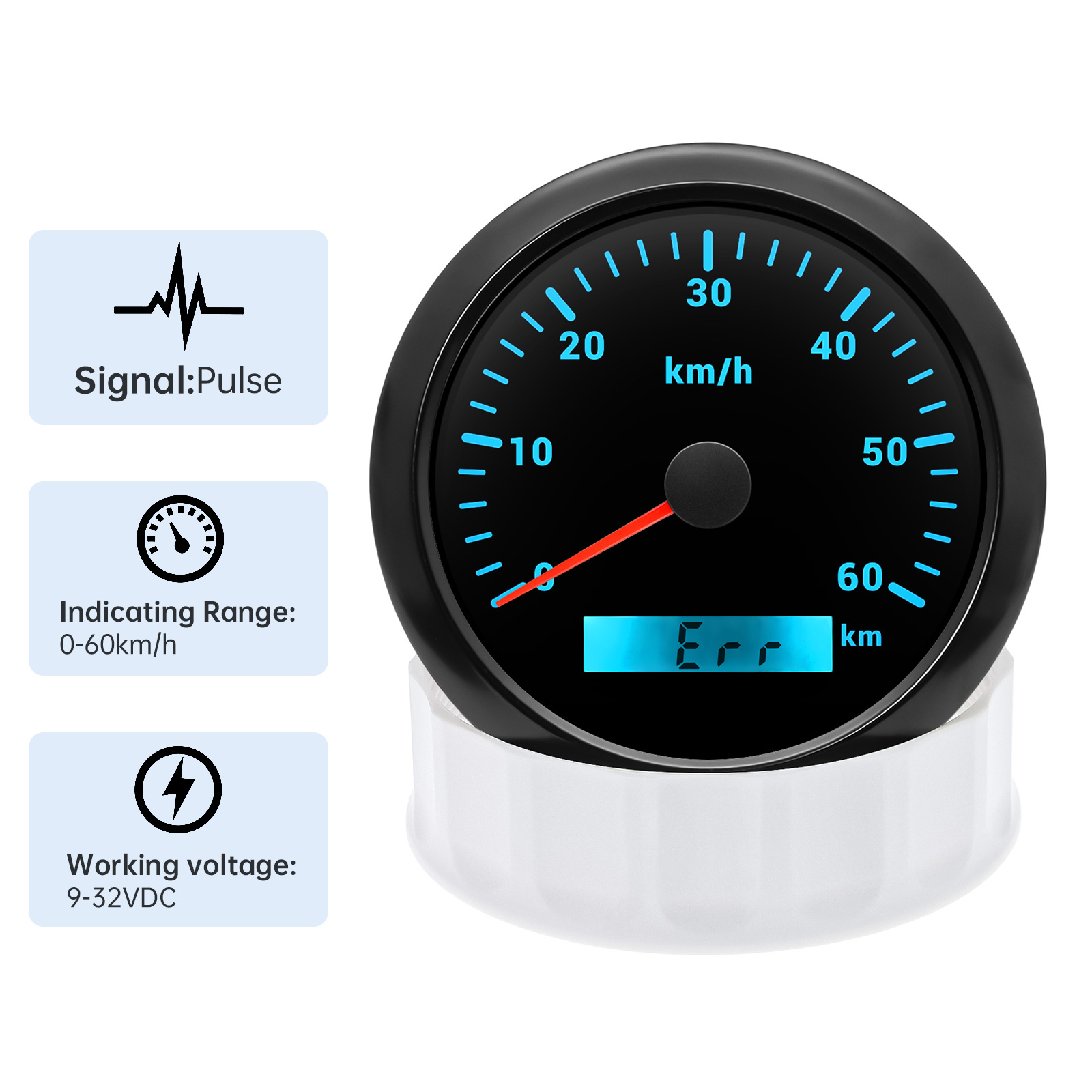 30 km/u ,60 km/u ,120 km/u ,200 km/u 85mm snelheidsmeter met 7 kleuren, analoge pulssignaal snelheidsmeter voor auto, boot, maritiem gebruik