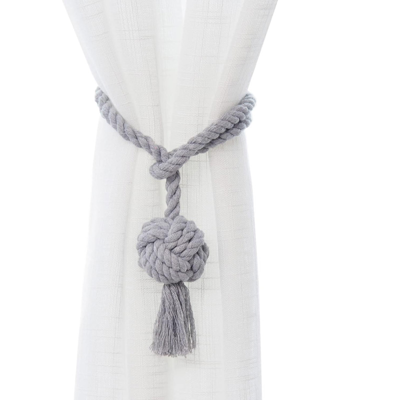 Katoenen Gordijnbanden Balvorm Terugloopsper Cortinas Houders Vorhang Tiebacks Gebreide Handgemaakte Touwen Clips Outdoor Home Decoraties: Donkergrijs / 55-90cm