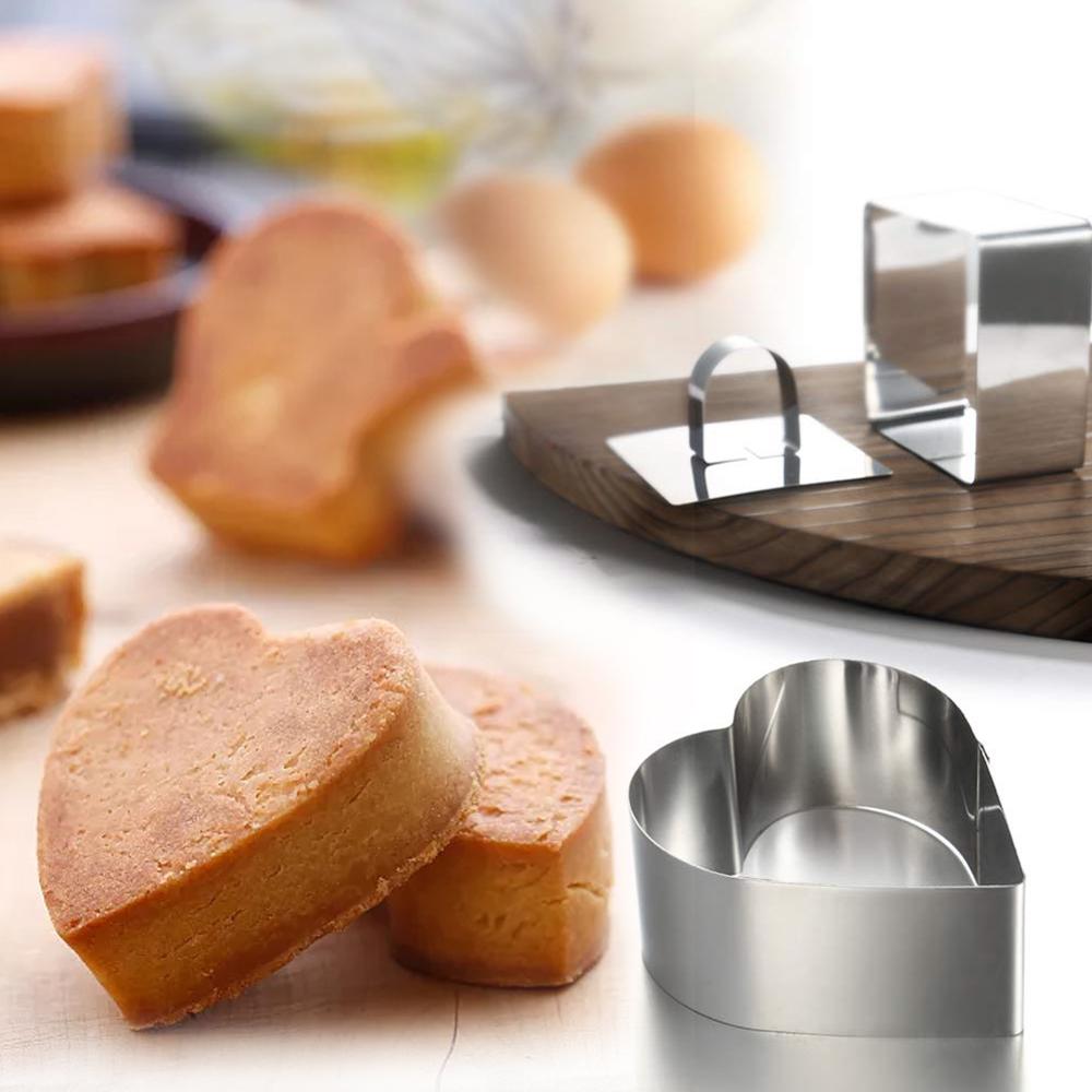 Set  of 3 tårtringar rostfria livsmedel bakverk dessert ring mousse formar med pusher för gjutning av skikt tårta skärning 40 dc 18