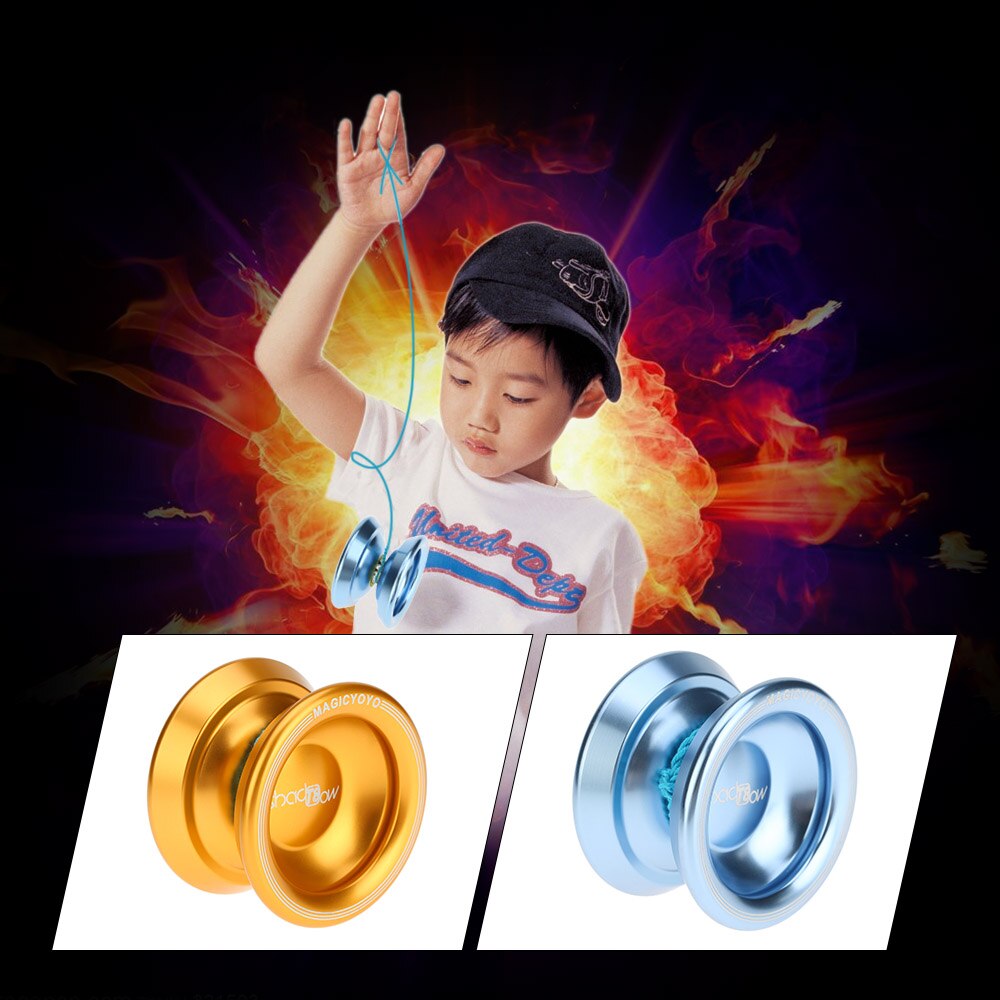 Magic Yoyo 2 Colors T8 Aluminum Alloy Metal Yoyo 8 Ball KK Bearing with String Kids Toys Yoyo Lake Blue &amp; Gold