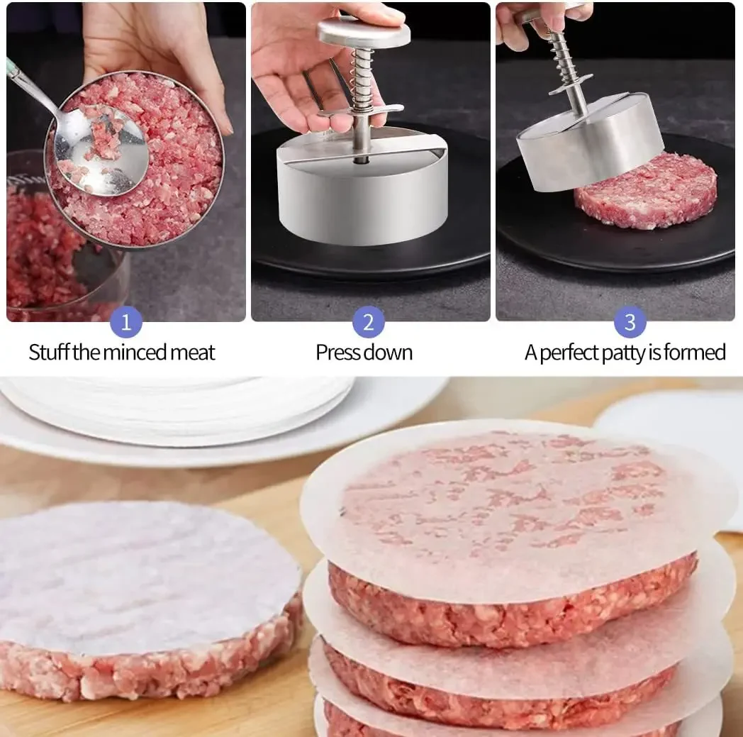 304 Roestvrij Staal Hamburger Vleespers Burger Patty Maker Mold Handleiding Cake Grill Vlees Tool Rundvlees Varkensvlees Rijstpers Maken Mallen