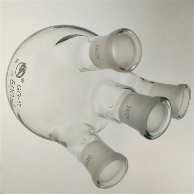 1pz Rotondo con fondo di vetro pallone di distillazione con inclinato quattro-collo, borosilicato reazione lampadina vetreria di laboratorio 100ml a 2000ml