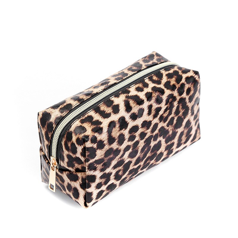 Borsa da donna per cosmetici Organizer Make Up borsa cosmetica con stampa leopardo borsa da trucco in pelle per donna borsa da toilette borse nere