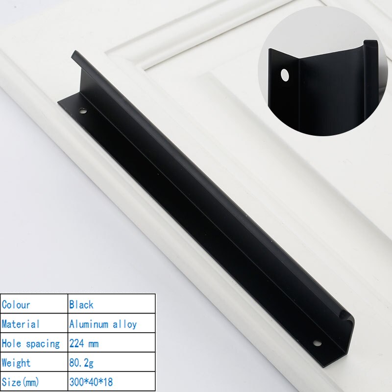 Poignées murales modernes et simples pour tiroirs, avec boucle de meubles décoratifs américains, haut de gamme: Black 6814-256mm