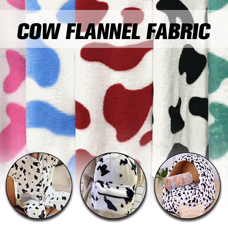 100*160cm fløjl stof sødt mælk ko mønster blødt flanel stof til diy sy sengetøj pyjamas kæledyr tæppe sofa pude