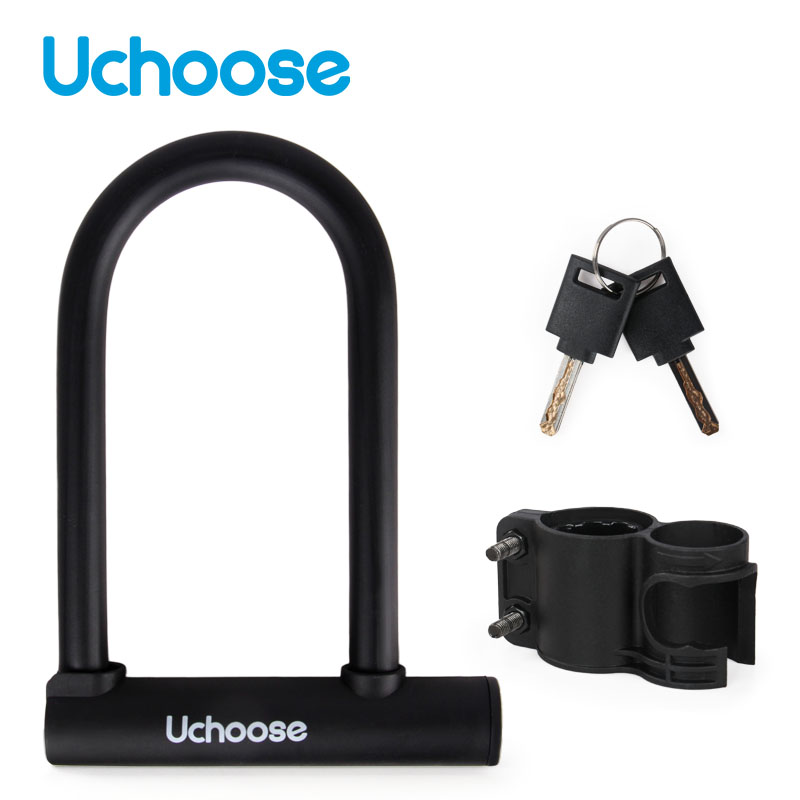 Candado antirrobo para bicicleta y moto en forma de U, accesorios prácticos para montar, candado de seguridad reforzado con llave, candado antirrobo: Blanco