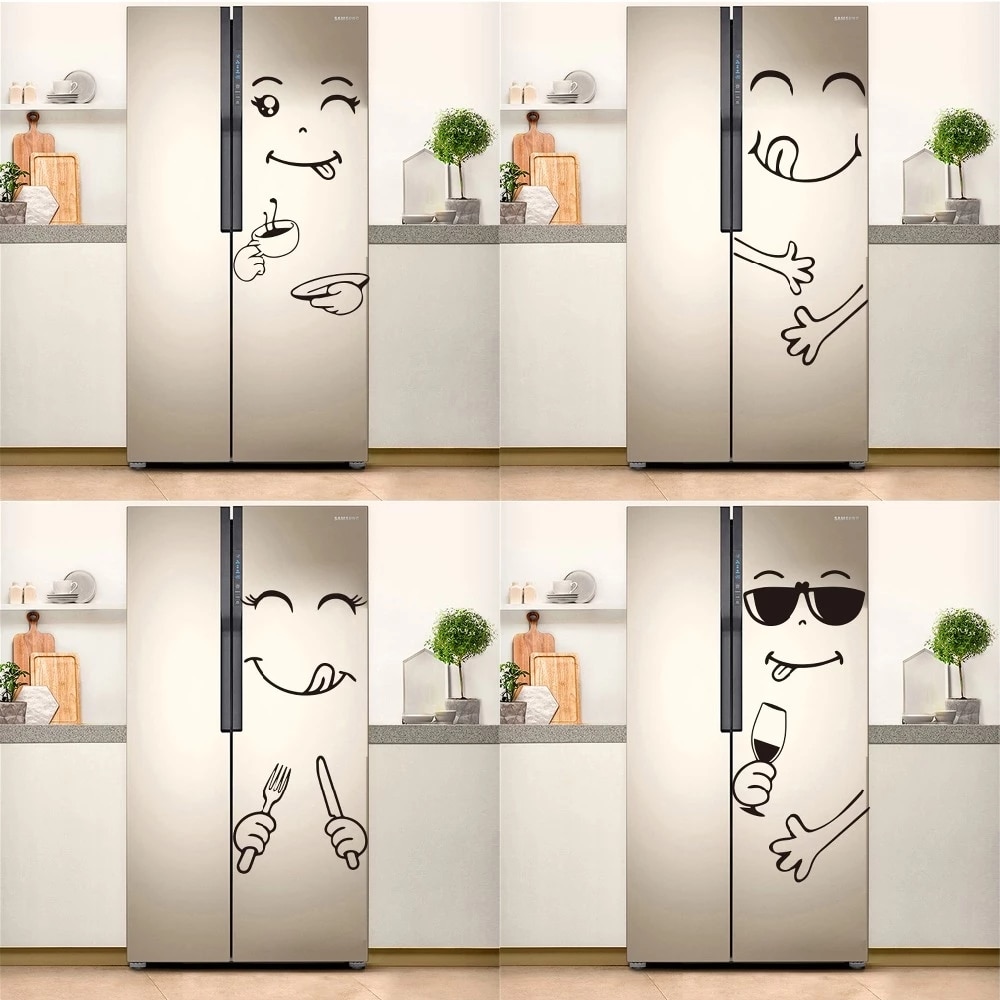 Køleskab klistermærke køkken dekoration lækkert ansigt køleskab wallstickers køkken dør boligindretning vægmaleri decal