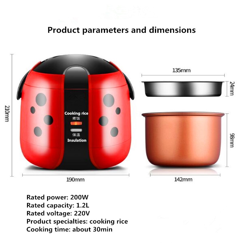 Single rice cooker mini cartoon travel 1.2l portable rice cooker