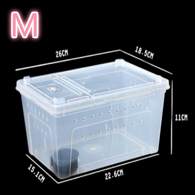pet Feeding box Spider house frog farm insect turtles snake boxes reptiles workshop taller With air hole white black: B