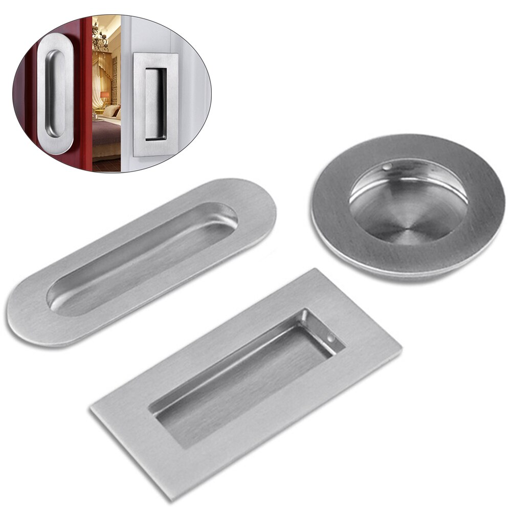 Wardrobe Recessed Door Knobs Drawer Stainless Steel Inset Cupboard Pulls Sliding Handle