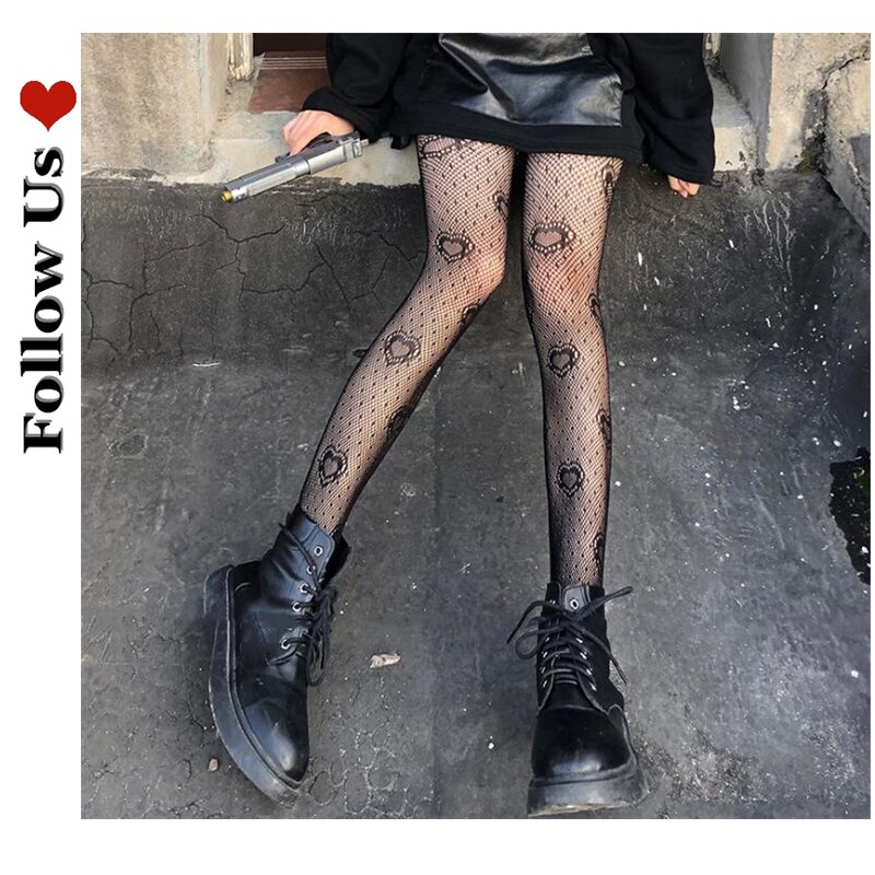 Collant gothique japonais en dentelle, bas en résille, noir, rétro, Rose, fleur, vigne, pantalon, amour, bas G, pour femmes