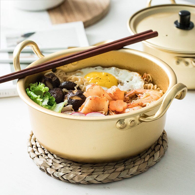 Husholdning guldsuppe pot korea madlavning nudler gryde instant noodle skål køkken madlavning værktøjer passer induktion komfur og brand komfur