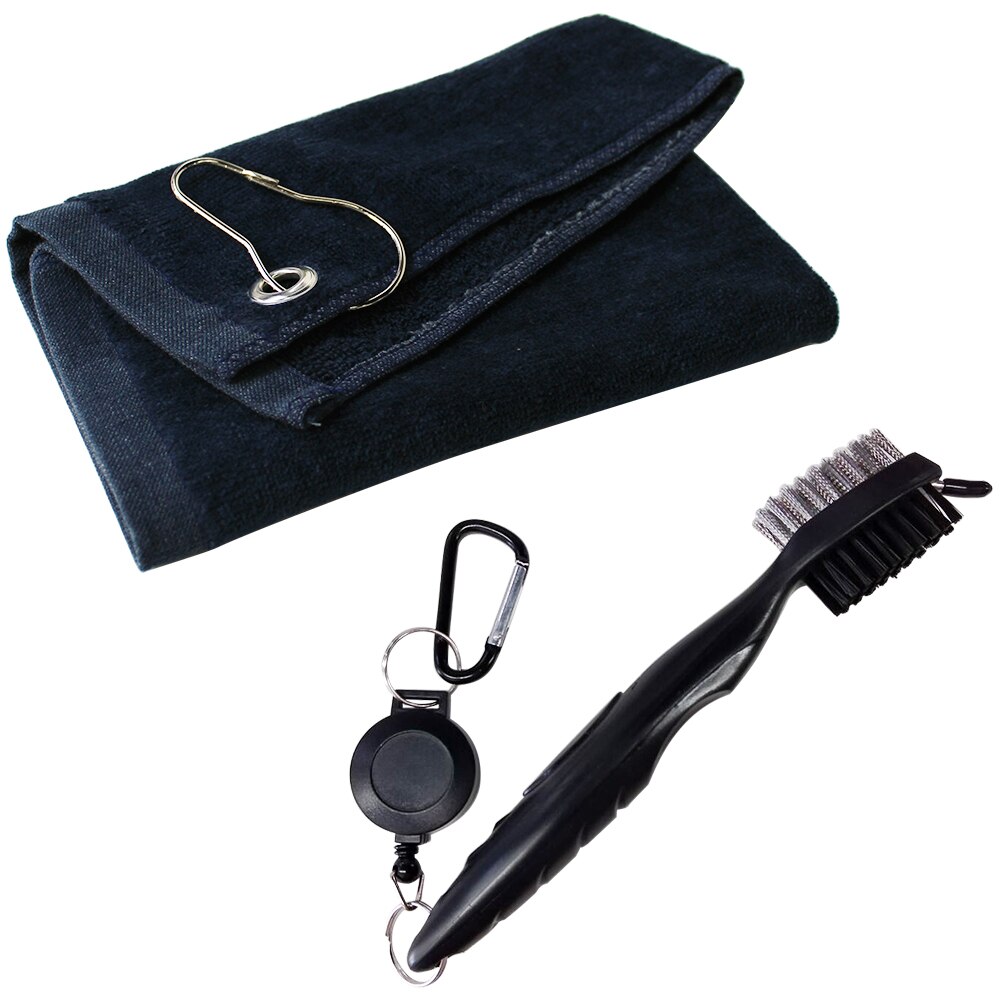 Golf Club Reinigingsborstel En Katoenen Handdoek Golfclubs Hoofd Groove Cleaner Set: Blue Towel w Brush