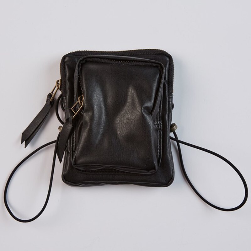 Kvinder lille skuldertaske mini messenger tasker telefonpose crossbody taske tynd skulderbælte mini lynlås pose til kvinder: Sort messenger taske