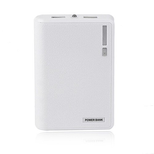 Bærbar størrelse 4*18650 batteri ekstern strømbank mobiltelefon batterioplader egnet til iphone til 10400 mah (intet batteri): Hvid