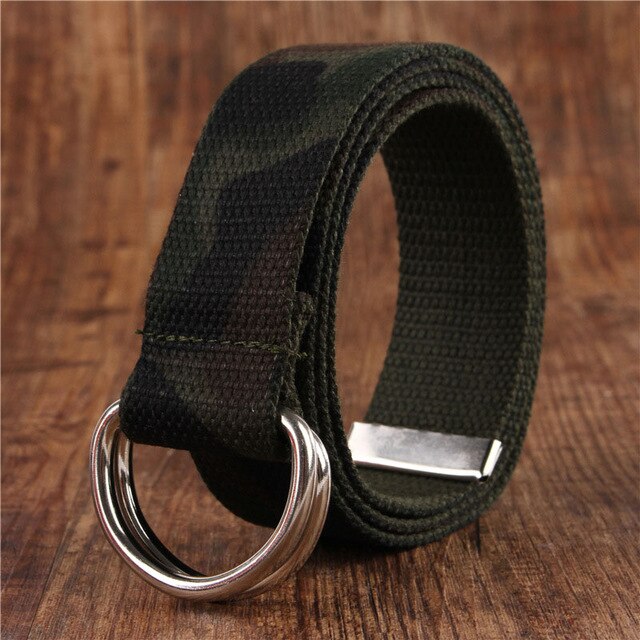 Beste Ybt Unisex Riem Canvas Legering Dubbele Ring Gesp Riem Verstelbare Outdoor Casual Multicolor Vrouwen En Mannen Riem: K Camouflage