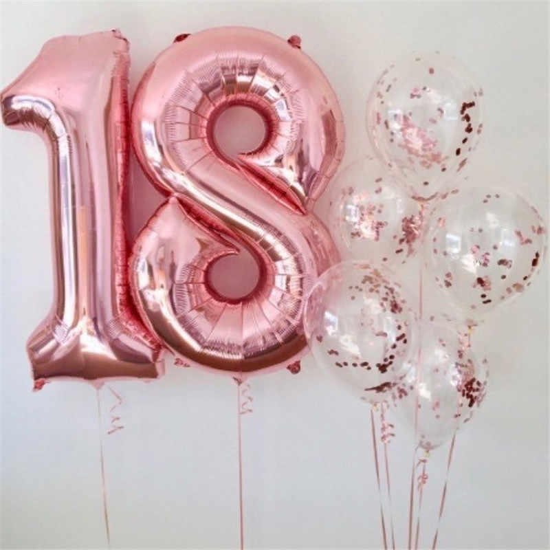 Globo número 18 de 32/40 pulgadas para niño y niña, globos de aluminio de Color dorado, plateado, azul y rosa, decoración para de aniversario de 18 cumpleaños