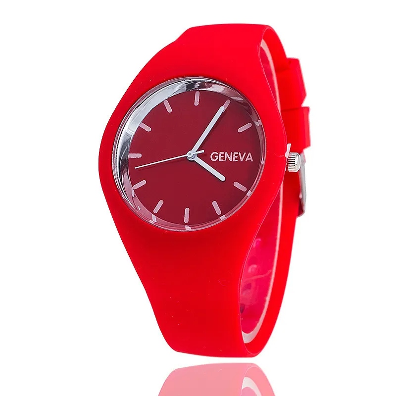 Men watch Women Cream Color Ultra-thin Silicone Strap Leisure Watch Geneva Wristwatch Women's Jelly Watches