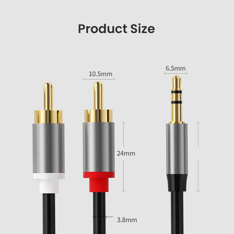 Kabel 3,5 mm na RCA 3,5 mm Aux na 2 RCA Adapter RCA Kabel audio 24K pozłacany męski na męski Stereo Aux do głośnika stereo