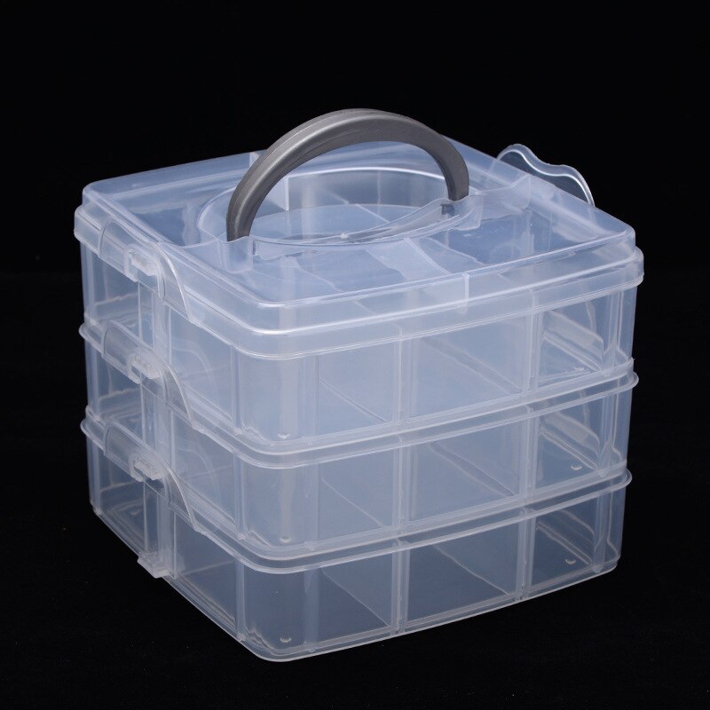 3 Layers 18 Compartments Plastic Embroidery Floss Storage Box Floss Bobbins Beads Storage Organizer DIY Cross Stitch Sewing Tool