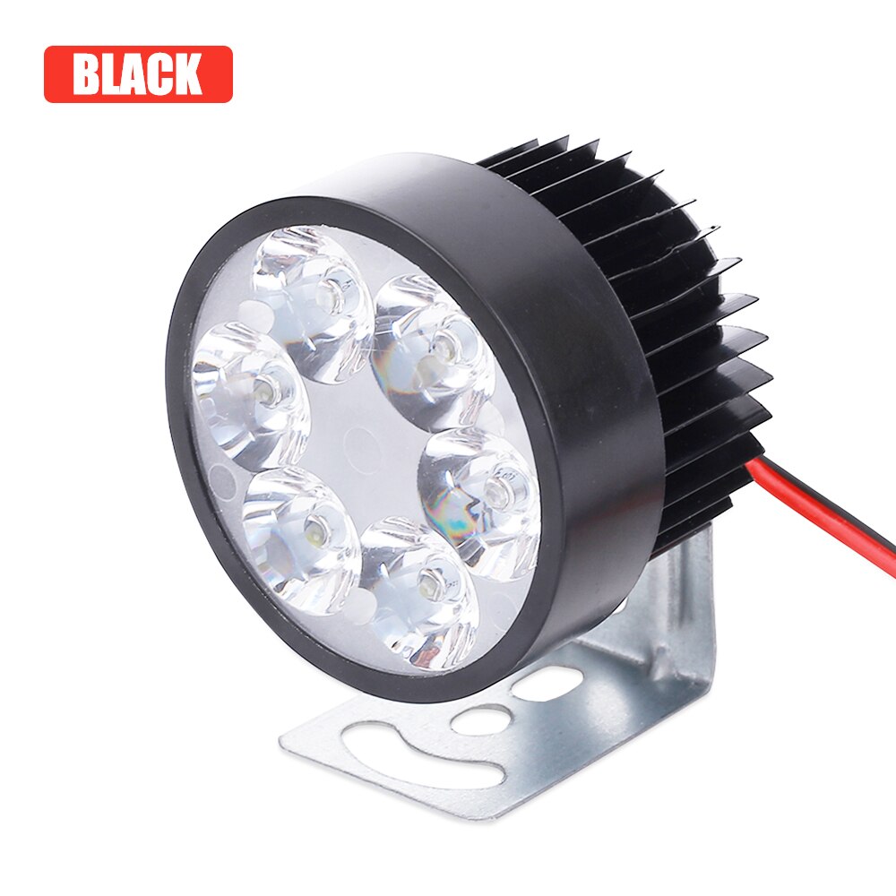 Universal LED Motorcycle Headlight 12V-90V 6 LED Light 6000K Waterproof Headlamp Front Light Bulbs For Motor Head Light: Black