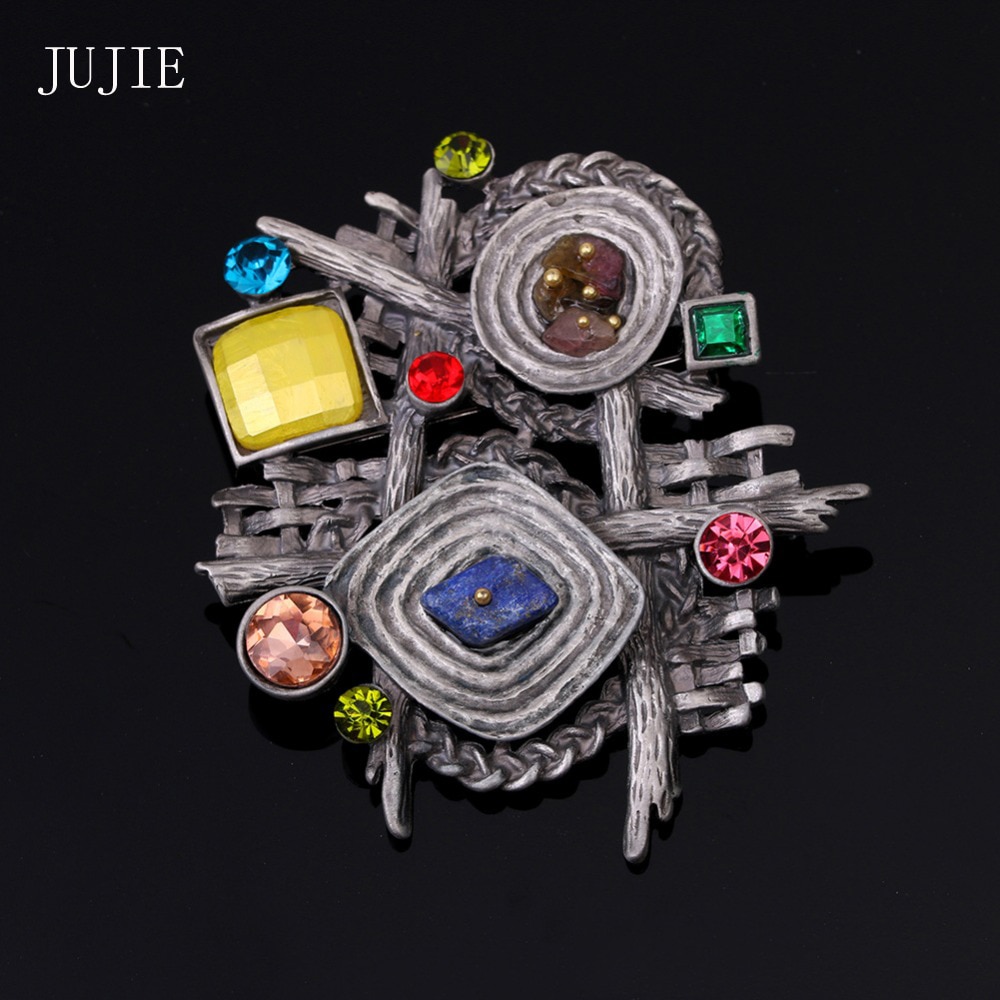 JUJIE-broches originales multicolores pour femmes, bijoux de style bohème, grande taille, Vintage, géométrique,