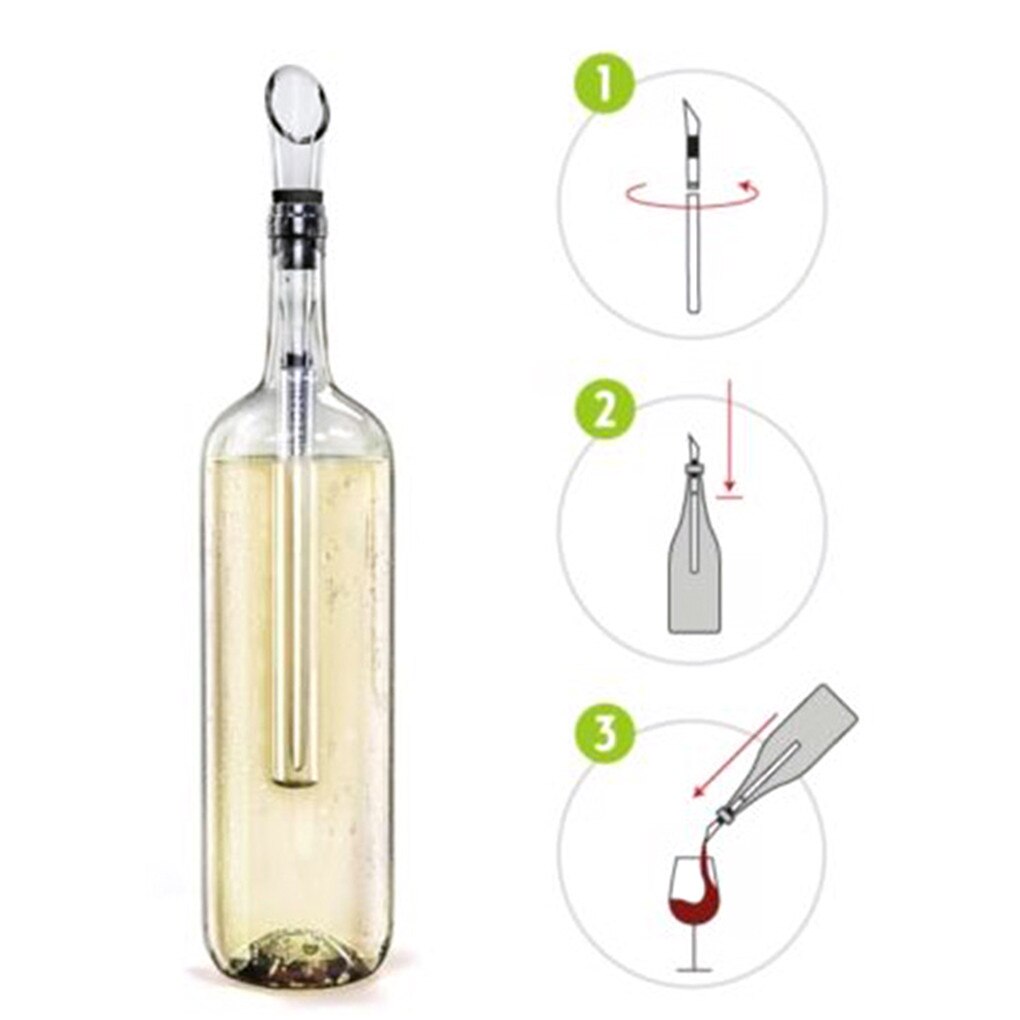 Stainless Steel Ice Wine Chiller Stick With Wine Pourer Wine Cooling Stick Cooler Beer Beverage Frozen Stick Ice Cool Bar Tool