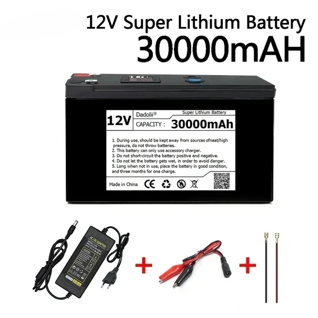 12 V Akku 50 Ah 18650 Lithium-Akku Wiederaufladbarer Akku für Solarenergie-Elektrofahrzeugbatterie + 12,6 V 3 A Ladegerät: Gold