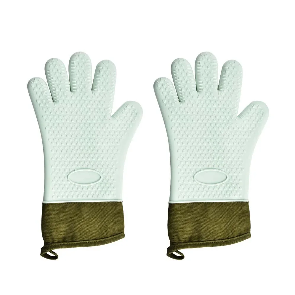 Barbecue Oven Gloves Anti-slip Heat Insulation Cooking Tools and Barbecue 1pair High Temperature Resistance Anti-scald Thicken: GRAY