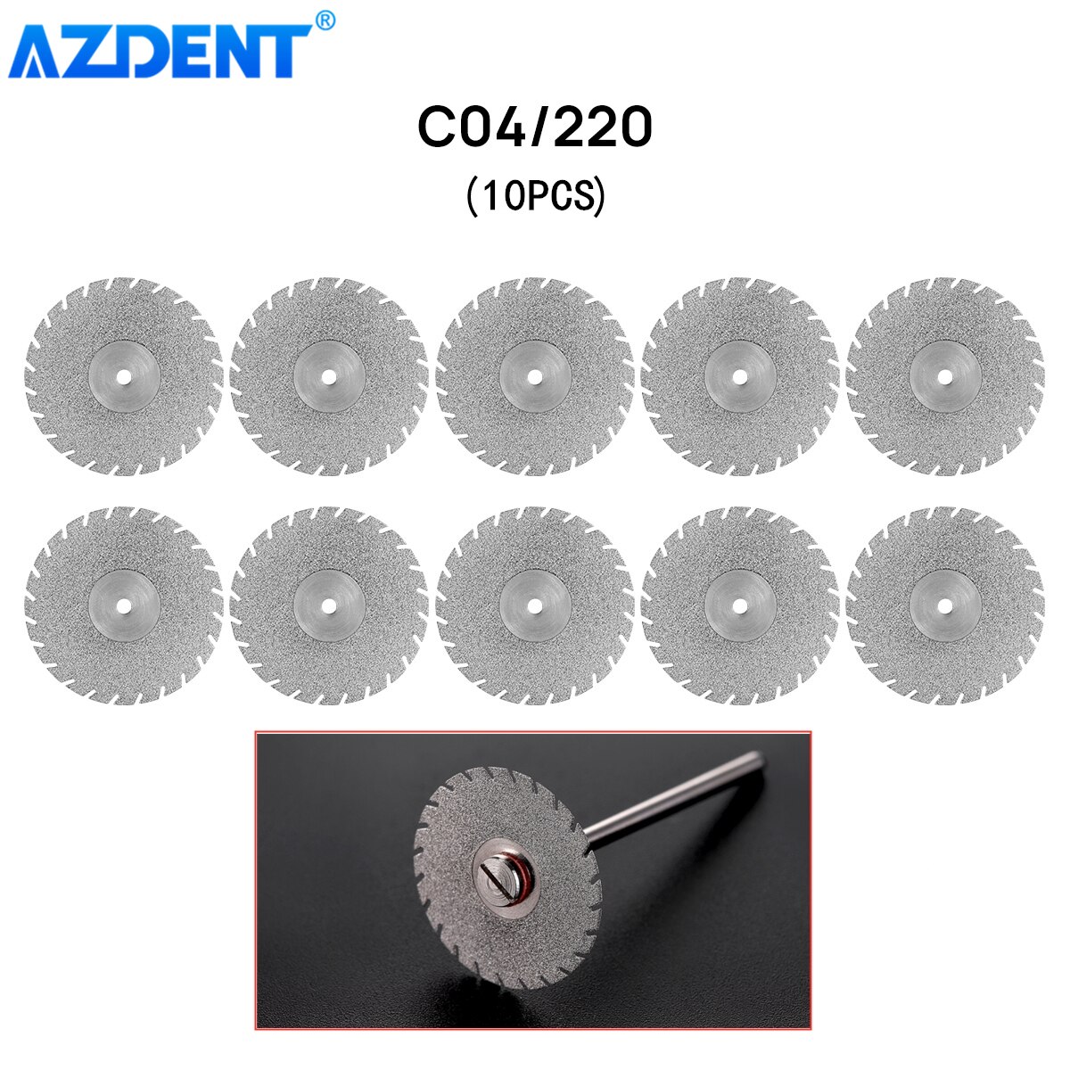 AZDENT 11 Sizes Dental Lab Diamond Disc 0.20mm Ultra-thin Double Side Grit Disk Cutting Tool Dia 22mm Polisher Dentistry Dentist: 10PCS C04