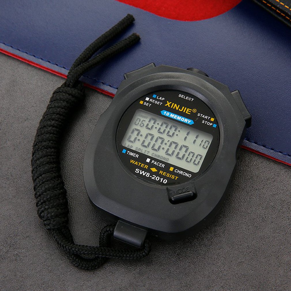 Kitchen Timers Digital Handheld LCD Chronograph Sports Stopwatch Timer Stop Watch With String