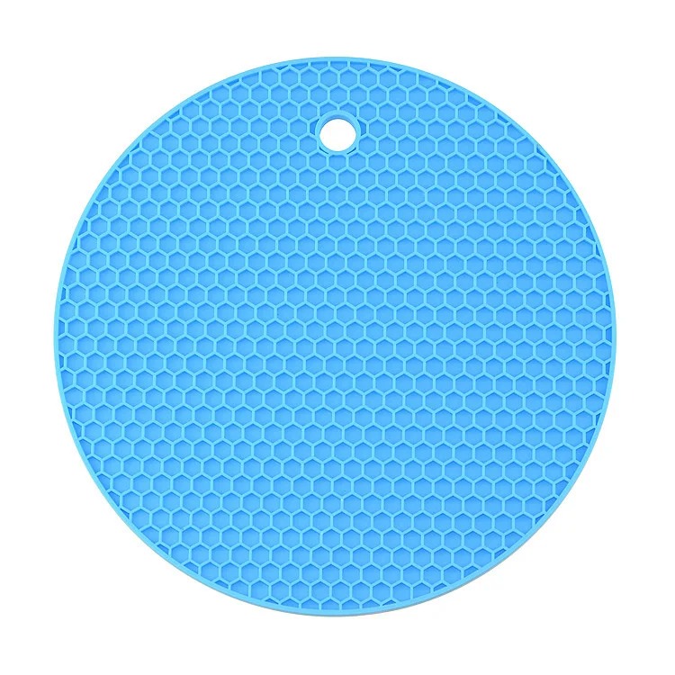 18/14 cm Runde Hitzebeständige Silikon Matte Trinken Tasse Untersetzer Nicht-slip Topf Halter Tisch Tischset Küche zubehör Unterzetter: L / Blau