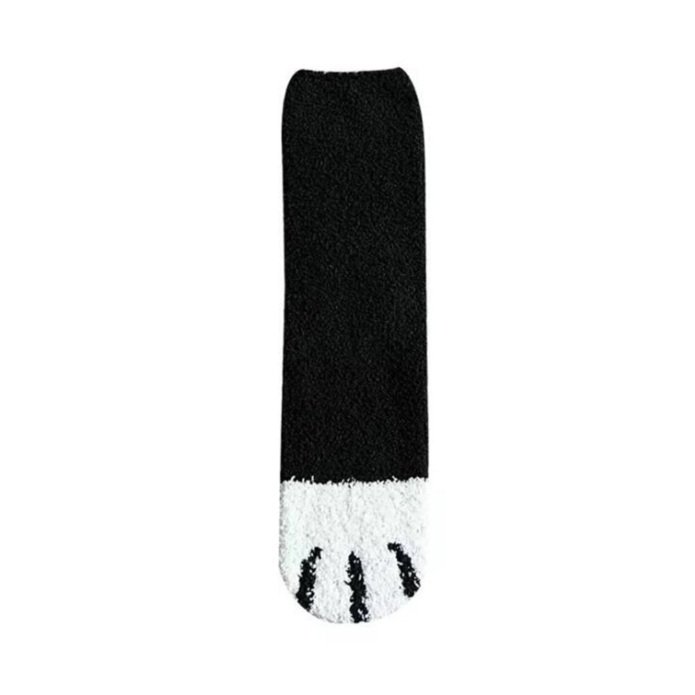 Chaussettes en patte de chat chaudes d'hiver pour femmes, molleton de corail épais pour filles, chaussettes de sommeil floues, maison, chaussettes en griffe Kawaii, noël: B5