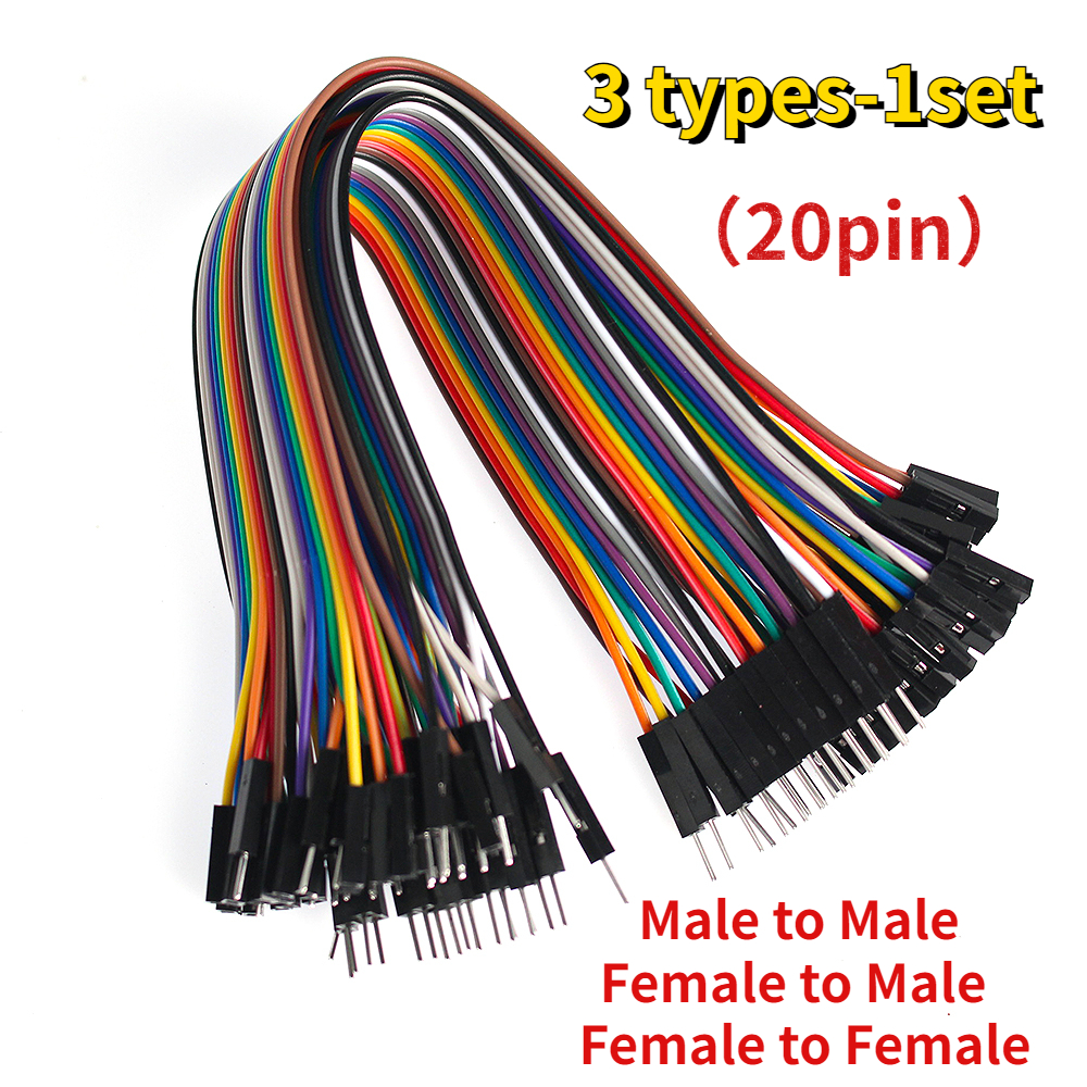 20pin jumper fio dupont linha 20cm macho para macho + fêmea para macho + fêmea para fêmea cabo dupont, para arduino diy kit eletrônico: Ouro