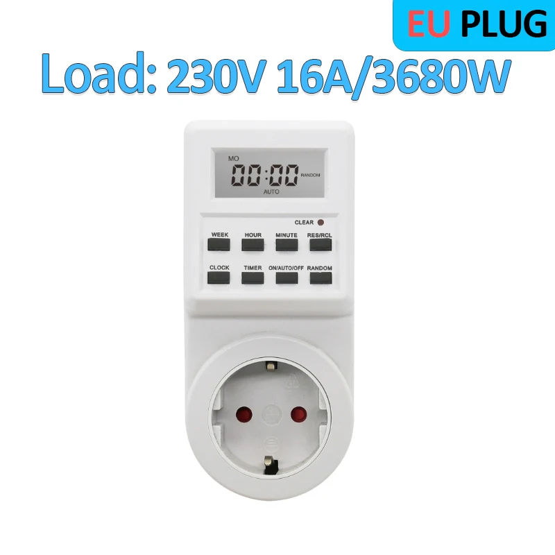 Digital Timer Switch 24 Hour Programmable Control Timing Socket Kitchen Timer Outlet Electronic Timing Socket EU UK US AU Plug: Brown
