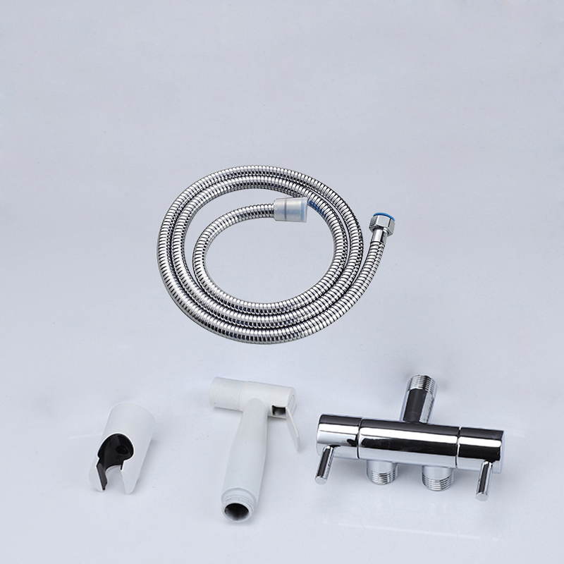 Grifo de Bidet blanco y latón cromado agua fría Válvula de esquina de inodoro de mano higiénico ducha cabezal de lavado de coche Pet rociador aerógrafo grifo